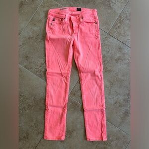 AG Adriano Goldschmied Neon Coral Skinny The Stevie Cigarette Leg Jeans Size 26R
